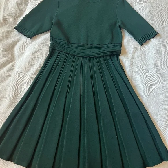 Ted Baker | Dresses | Ted Baker Green Fit And Flare Dress With Pleats |  Poshmark